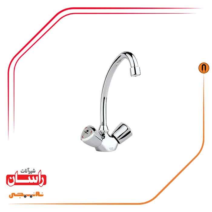 شیر روشویی تک پایه علم لوله ای راسان مدل نیوکاستا برند راسان